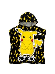 Character Black Pokemon Pikachu Hooded Towel Poncho - Image 1 of 12