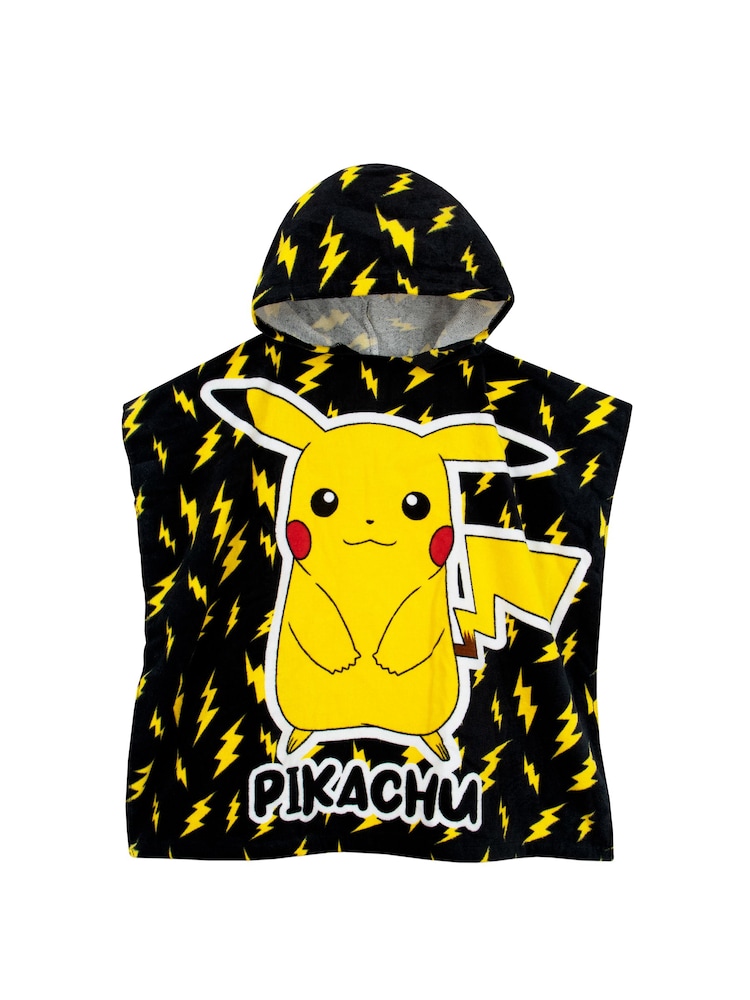 Character Black Pokemon Pikachu Hooded Towel Poncho - Image 1 of 12