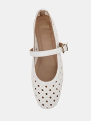 Novo White Wide Fit Faye Woven Mary Jane Flat Shoes - Image 6 of 6