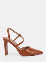 חום - נעלי עקב Novo אסימטריות עם רצועה אחורית, דגם Indie - תמונה 2 מתוך 4