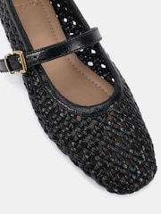Novo Black Wide Fit Faye Woven Mary Jane Flat Shoes - Image 5 of 6