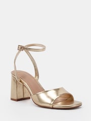 Novo Gold Wide Fit Lydia Block Heel Ankle Strap Sandals - Image 3 of 6