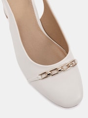 Novo Cream Wide Fit Heidi Chain Trim Block Heel Slingbacks - Image 5 of 6