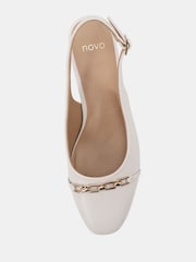 Novo Cream Wide Fit Heidi Chain Trim Block Heel Slingbacks - Image 6 of 6
