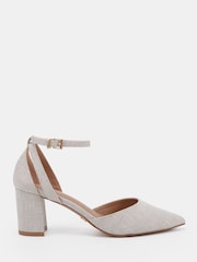 Natural - Novo Imelda Two Part Block Heel Court Shoes - Imaginea 2 din 6