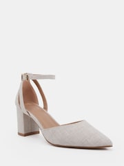 Natural - Novo Imelda Two Part Block Heel Court Shoes - Imaginea 3 din 6