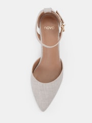 Natural - Novo Imelda Two Part Block Heel Court Shoes - Imaginea 5 din 6