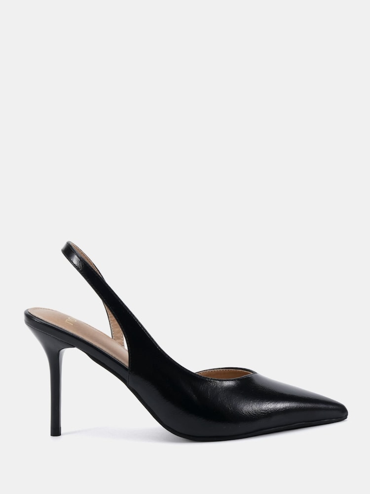 Novo Black Wide Fit Hayley Sweetheart Slingback Courts - Image 2 of 6