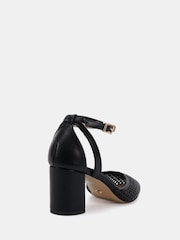 Novo Black Imelda Weave Two Part Block Heel Court Shoes - Image 3 of 5