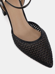 Novo Black Imelda Weave Two Part Block Heel Court Shoes - Image 4 of 5