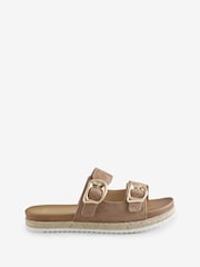 Novo Brown Wide Fit Hannah Metal Flower Trim Sandals - Image 1 of 1