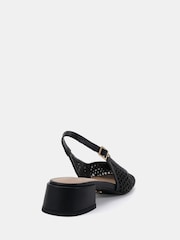 Novo Black Wide Fit Freida Woven Mesh Slingback Low Heel Shoes - Image 4 of 6