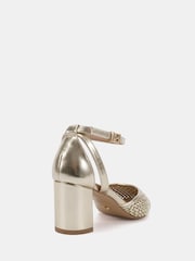 Novo Gold Wide Fit Imelda Weave Two Part Block Heel Court Shoes - Image 4 of 6