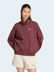 adidas Maroon Red 3-Stripes Studio 1/4 Zip Sweatshirt - Image 1 of 6