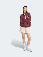 adidas Maroon Red 3-Stripes Studio 1/4 Zip Sweatshirt - Image 3 of 6