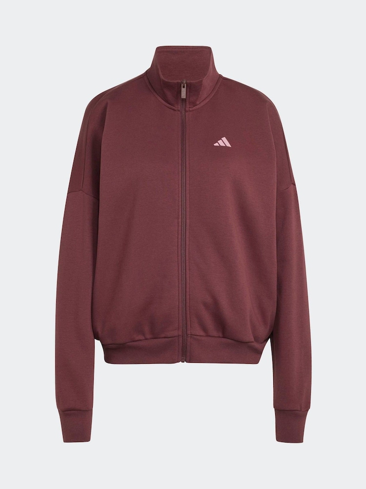 adidas Maroon Red 3-Stripes Studio 1/4 Zip Sweatshirt - Image 6 of 6 adidas Maroon Red 3-Stripes Studio 1/4 Zip Sweatshirt - Image 6 of 6