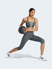 adidas Dark Green Optime Essential Capri Leggings - Image 3 of 6