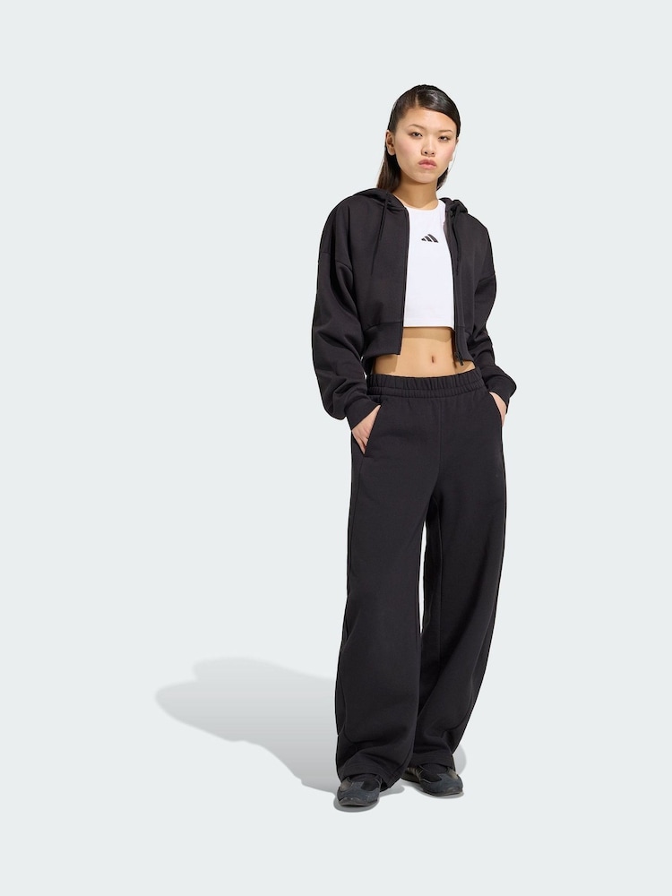 adidas Black Essentials Contemporary Fleece Barrel Leg Joggers - Image 1 of 5