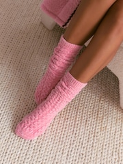 Bath & Body Works Pink Cosy Chenile Lurex Socks 1 Pack - Image 1 of 2