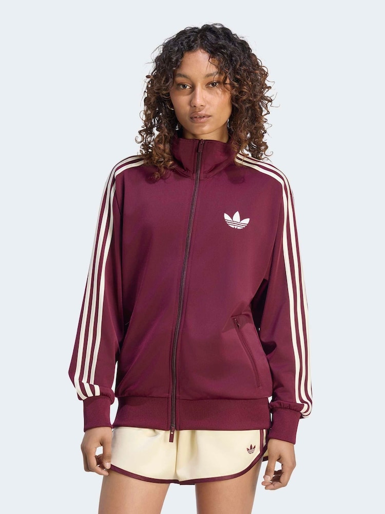 adidas Originals Maroon Red Firebird Loose Track Top - Image 1 of 5 adidas Originals Maroon Red Firebird Loose Track Top - Image 1 of 5