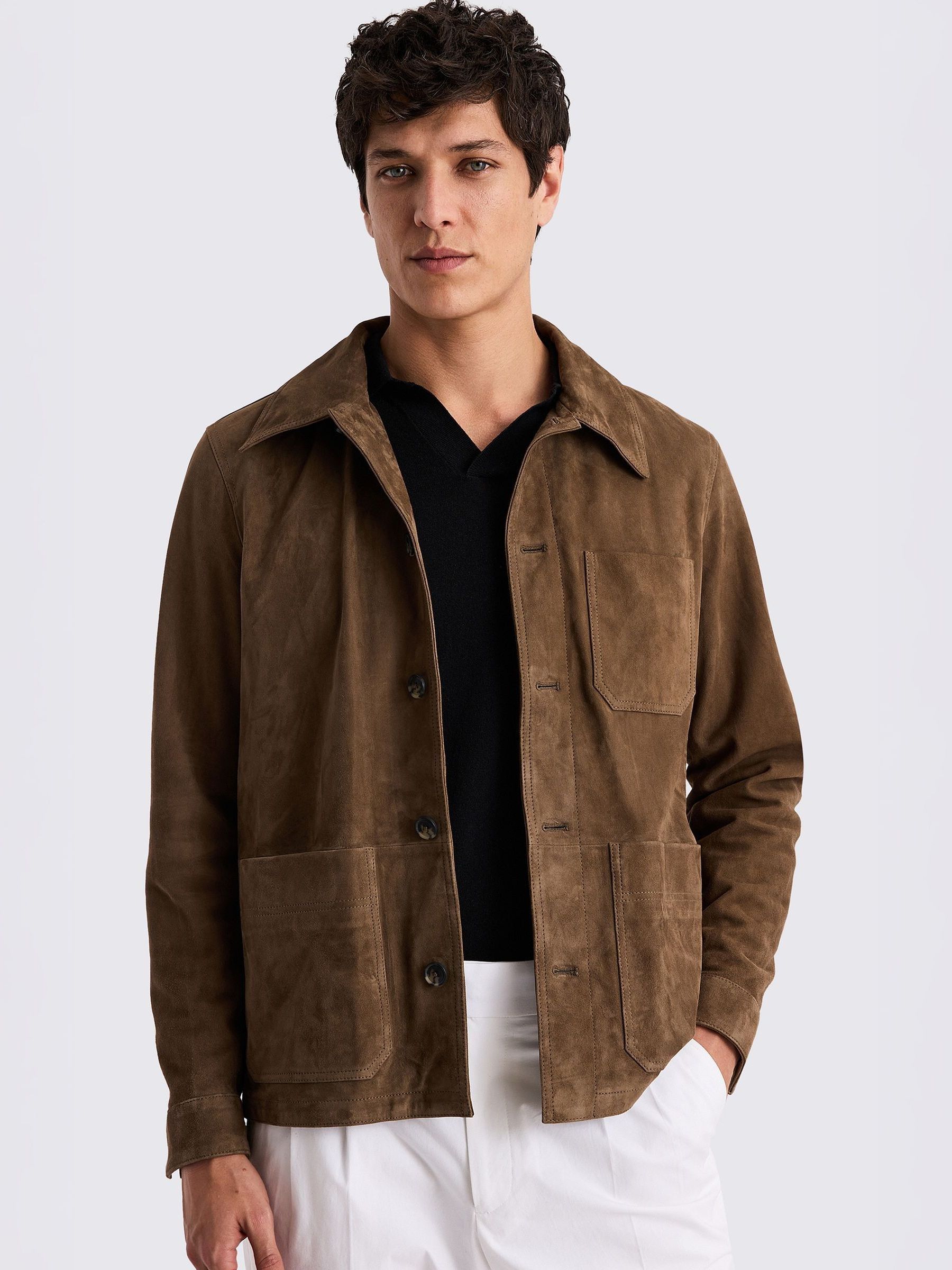 Buy MOSS Taupe Suede Shacket from Next USA