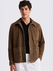 MOSS Taupe Suede Shacket - Image 1 of 5