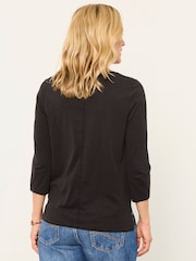 FatFace Aster Black 3/4 Sleeve V-Neck T-Shirt - Image 2 of 6