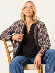 FatFace Aster Black 3/4 Sleeve V-Neck T-Shirt - Image 5 of 6