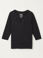 FatFace Aster Black 3/4 Sleeve V-Neck T-Shirt - Image 6 of 6
