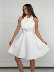 Girl In Mind White Francesca Button Up Midi Dress - Image 4 of 6
