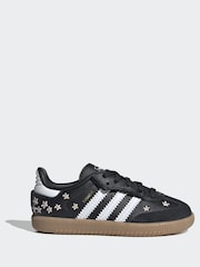 adidas Originals Black Flower Embroidered Infant Samba Trainers - Image 1 of 10