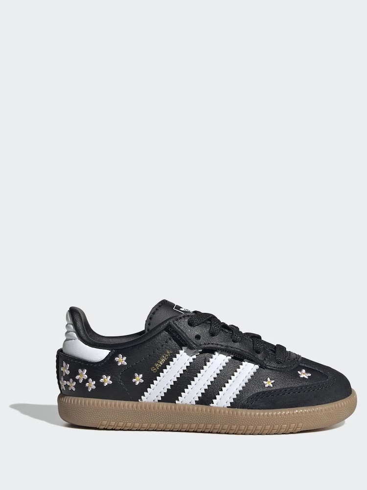 adidas Originals Black Flower Embroidered Infant Samba Trainers - Image 1 of 10 adidas Originals Black Flower Embroidered Infant Samba Trainers - Image 1 of 10