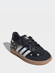 adidas Originals Black Flower Embroidered Infant Samba Trainers - Image 4 of 10