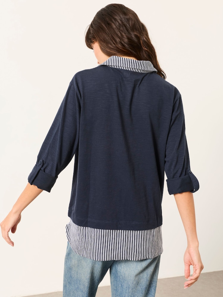 أزرق مقلم - FatFace Double Layer Jersey Shirt - صورة 2 من 6