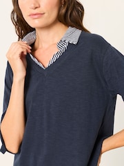 أزرق مقلم - FatFace Double Layer Jersey Shirt - صورة 3 من 6