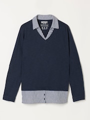 أزرق مقلم - FatFace Double Layer Jersey Shirt - صورة 6 من 6