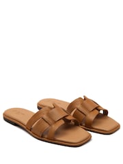 Off The Hook Heath Leather Slip-On Flat Mule Sandals - Slika 1 od 6