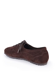Off The Hook Brown Luna Suede Casual Lace-Up Trainers - Image 3 of 6
