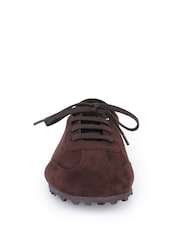 Off The Hook Brown Luna Suede Casual Lace-Up Trainers - Image 4 of 6