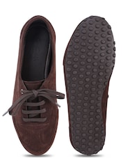 Off The Hook Brown Luna Suede Casual Lace-Up Trainers - Image 6 of 6