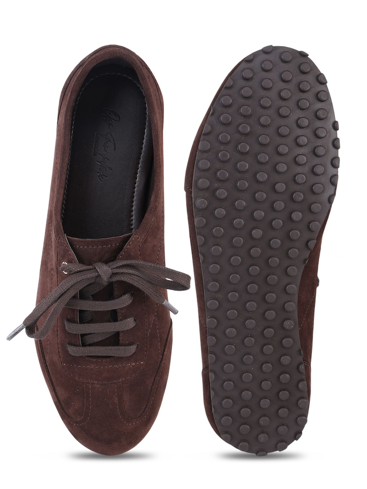 Off The Hook Brown Luna Suede Casual Lace-Up Trainers - Image 6 of 6