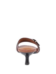 Off The Hook Brown Jackie Leather Buckle Strap Kitten Heel Mule Sandals - Image 5 of 6