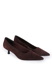 Off The Hook Tilly Suede Pointed Toe Kitten Heel Court Shoes - Bild 3 von 6