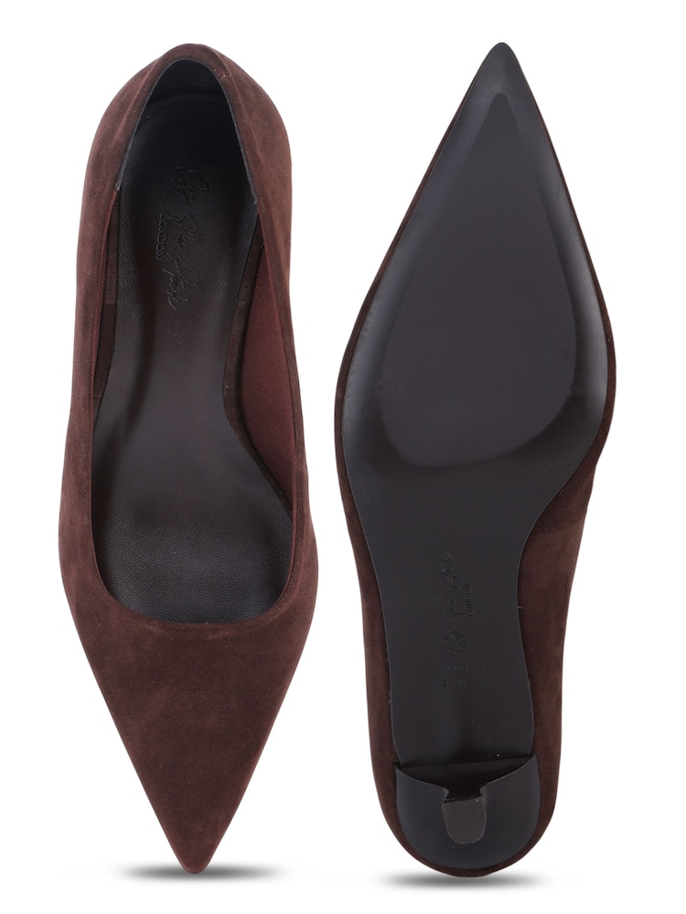 Off The Hook Tilly Suede Pointed Toe Kitten Heel Court Shoes - Bild 6 von 6