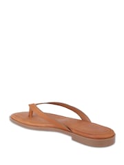 Off The Hook Brown Freya Leather Thong Flat Sandals - Image 3 of 6