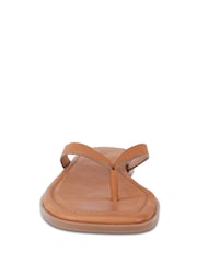 Off The Hook Brown Freya Leather Thong Flat Sandals - Image 4 of 6