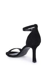 Off The Hook Black Ashleigh Suede Leather High Heel Ankle-Strap Sandals - Image 4 of 6