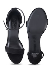 Off The Hook Black Ashleigh Suede Leather High Heel Ankle-Strap Sandals - Image 6 of 6