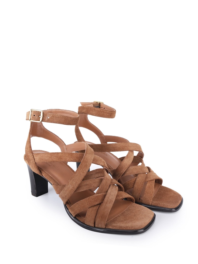 Off The Hook Zaria Ledersandalen mit überkreuzten Riemen und Block-Absatz - Bild 1 von 6