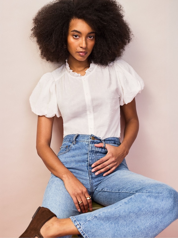 Ro&Zo White Puff Sleeve Shirt - Image 1 of 3